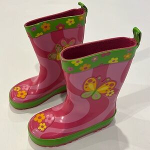 Stephen Joseph Little Girl's BUTTERFLY Rubber Snow~Rain Boots SZ 8
